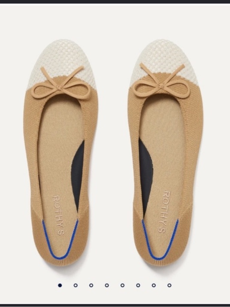 Rothy’s The Ballet Flat Pearl Cap Toe Bow Flats Nib Size 11.5